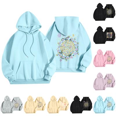 Женская мода, женский легкий пуловер с длинными рукавами и карманами, толстовка с капюшоном в стиле консервативного стиля