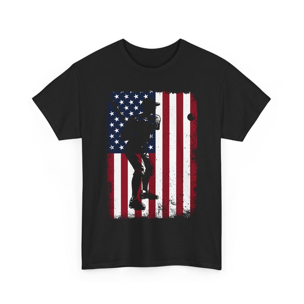 Baseball Shirt, Baseball Player American Flag Sports Lovers Men T-Shirt