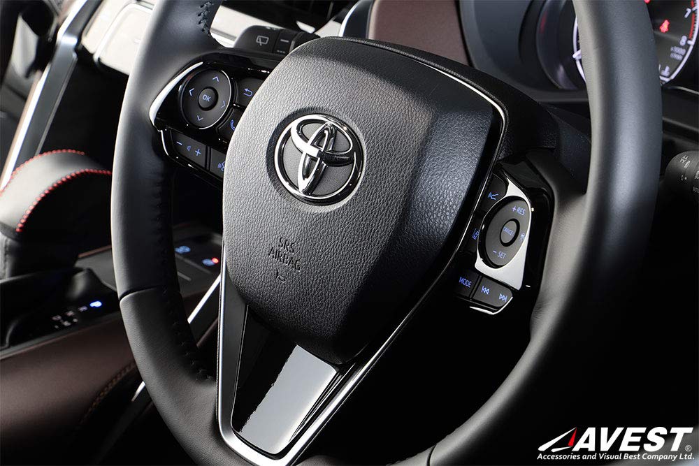 Комплект накладок на рулевую панель AVEST в цвете «черный лак», совместимый с Toyota Harrier 80, Camry 70, Crown 220 и сериями Corolla 210 (Набор из 3 предметов) Черный, Серия, Серия,