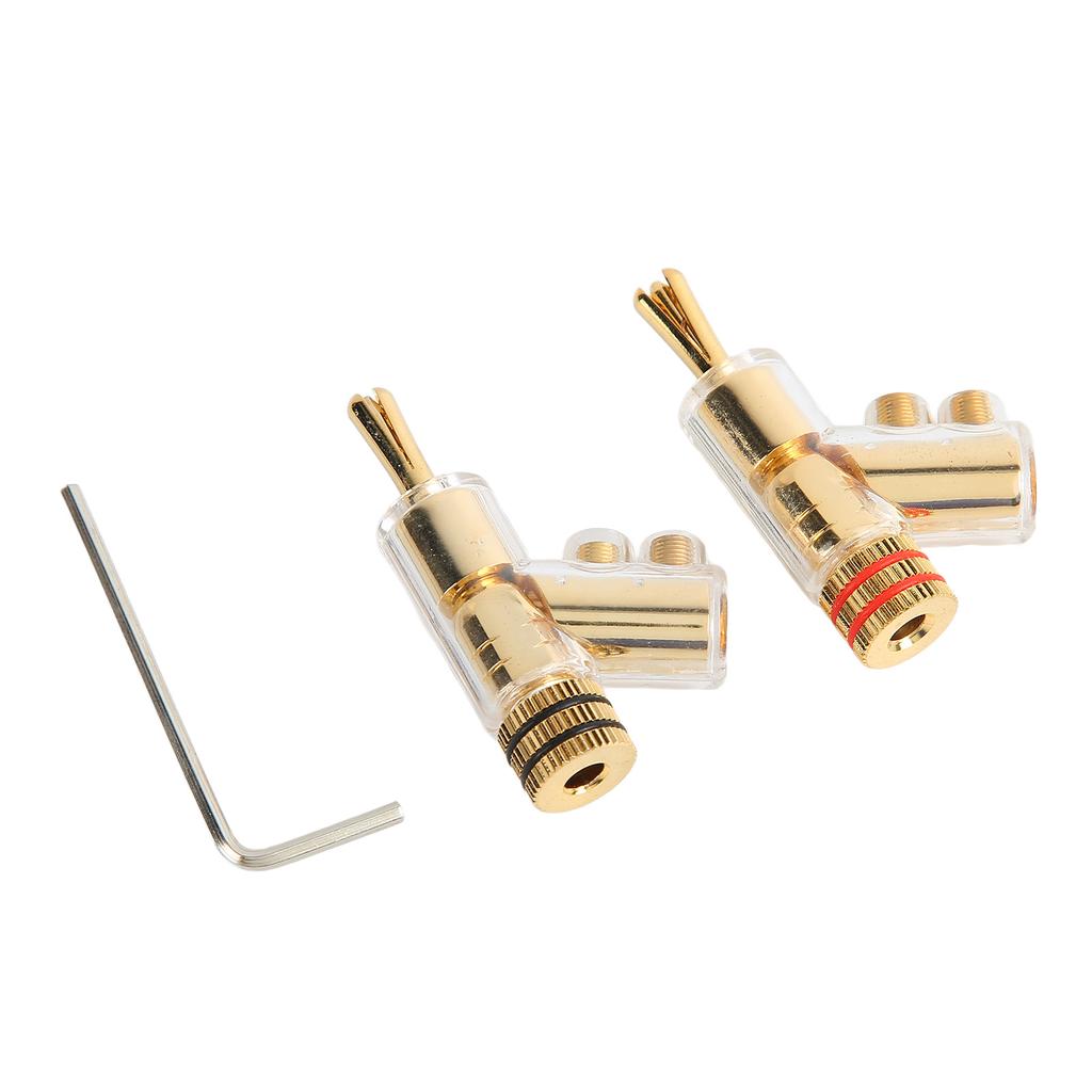 1 Pair Locking Banana Plugs Copper Gold Plated Solderless Speaker Locking Banana Connectors for Speaker Wire