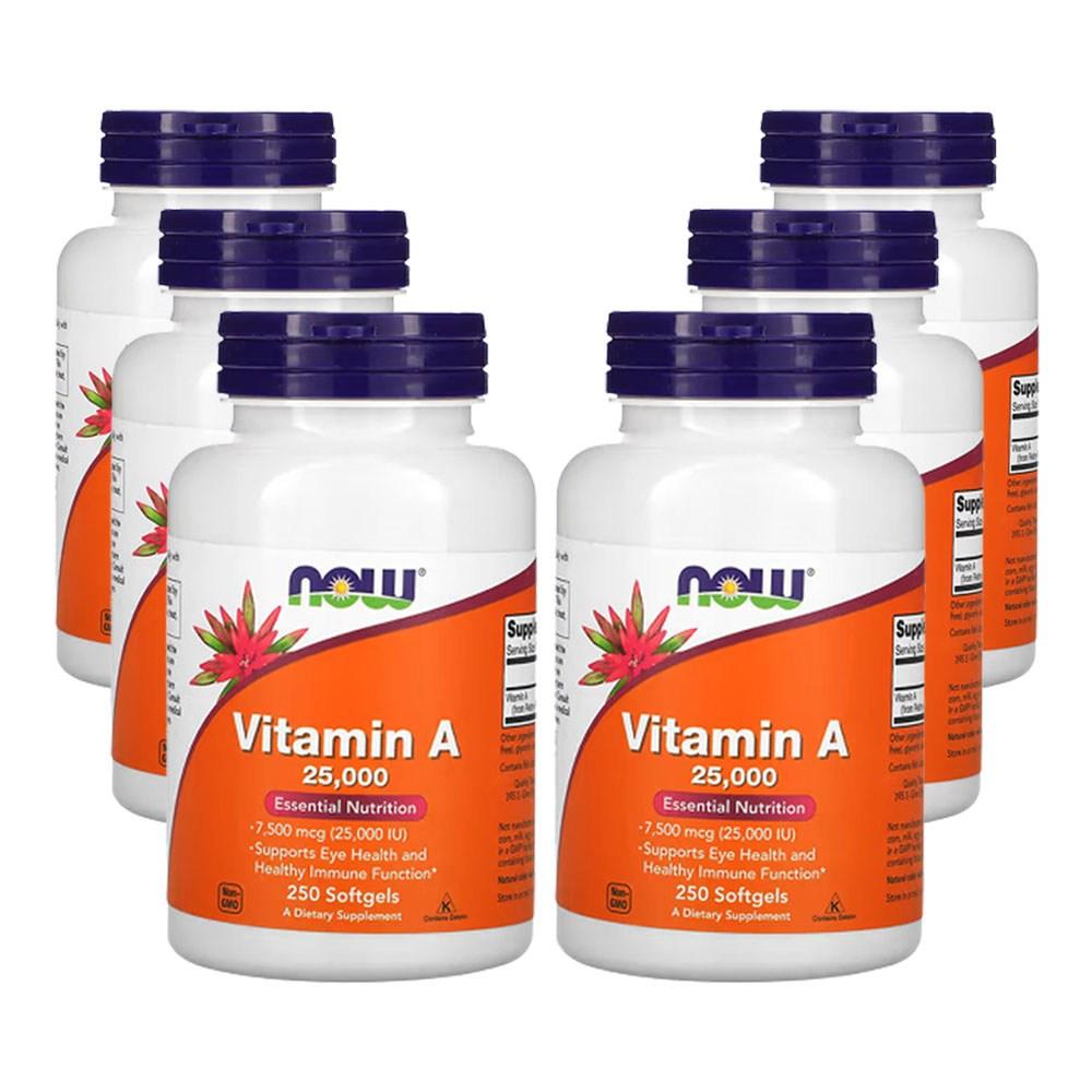 Now Foods Vitamin A 25,000 IU 250 Softgels 6 pcs (250 Tablets)