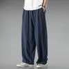 Men's Chinese Style Lightweight Linen Trousers - Summer Plus Size Loose Fit, Wide Leg, Breathable Cotton Casual Pants