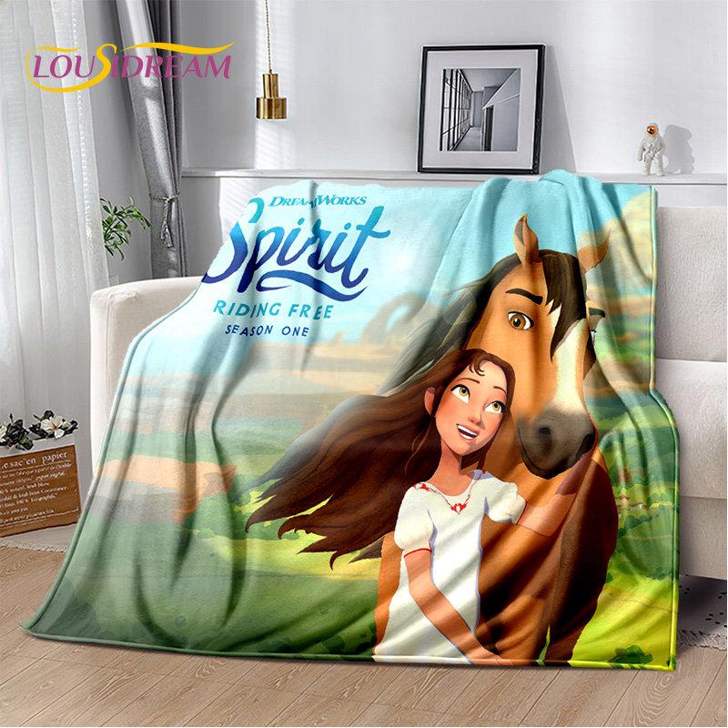 Мягкое плюшевое одеяло с героями мультфильмов Spirit Riding Free Horses, фланелевое одеяло, одеяло для гостиной, спальни, кровати, дивана, чехол для пикника