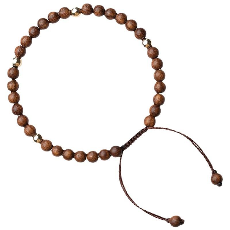 Natural golden sandalwood14K Gold bead bracelet, handmade jewelry, niche gift for women, vintage style