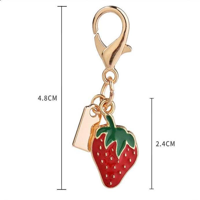 Exquisite High-End Strawberry Mushroom Keychains For Women Bag Pendant Charm Car Keyring Jewelry Gift Decoration Accessories