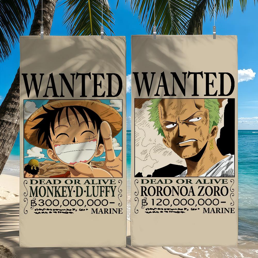 Аниме O-ONE P-PIECE Полотенце с приказом о награде Быстросохнущие пляжные полотенца подходят для бассейнов, кемпинга, йоги и спортзала