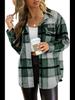 2024 Женская повседневная рубашка в клетку с длинным рукавом и большими карманами