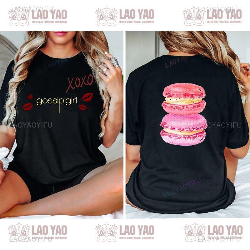 Футболка с логотипом XOXO от Gossip Girl, унисекс, стильная, повседневная, винтажный топ, Харадзюку, летняя, с коротким рукавом, с круглым вырезом