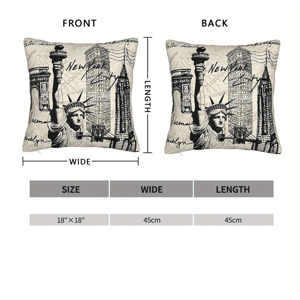 Retro 1980S New York Printed Decorative Pillowcase Travel Accessory For Bedroom Indoor Home Decoration