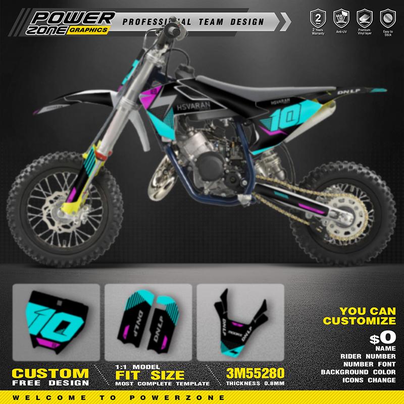 PowerZone Custom Team Graphics Backgrounds Decal Stickers Kit For Husqvarna TC50 TC 50 2017 2018 2019 2020 2021 2022 2023