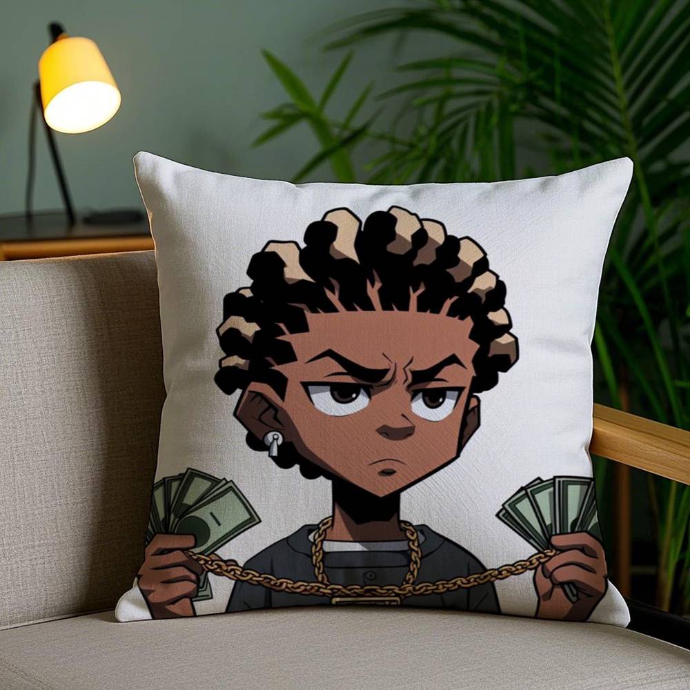 Cartoon A-Boondocks Retro Pillow Case Office Sofa Dorm Chair Back Short Plush Double-sided Printing Home Cushion Cover