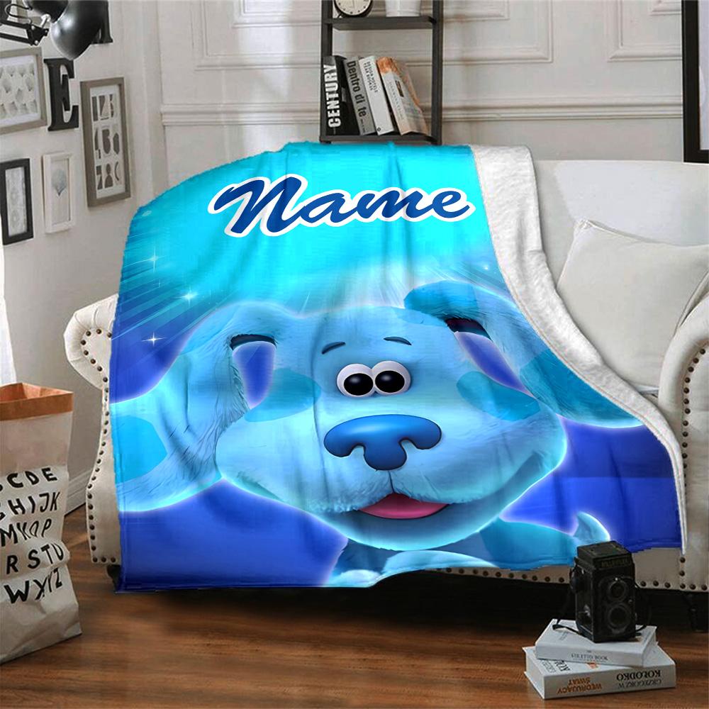 Customizable Pistas da Blue Blue’s Clues2 Throw Blanket – Personalized Name, All-Season Cozy Snug Blanket, Machine Washable, Personalized Blanket