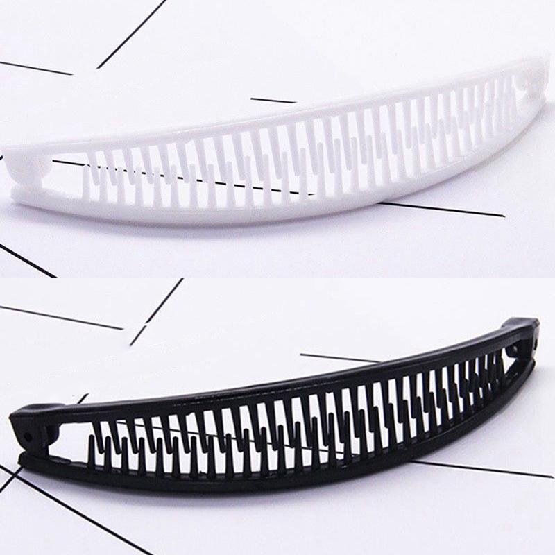 Hair Wave Clip Hairpin Shape Plain Comb Clip Ponytail Holder Black/White Korea Bangs Comb Banana Unique