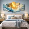 5 Piece  Canvas Wall Art – Abstract Sunrise Clouds Turbine Motion Prints
