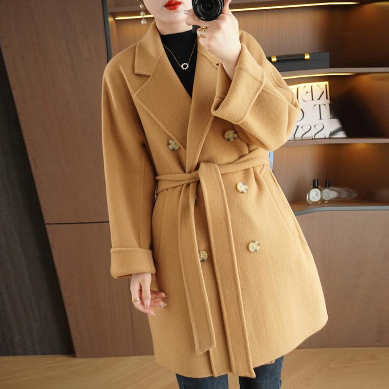 Женское пальто из 100% шерсти TIDENOVEL Осеннее шерстяное длинное пальто Ручной работы Пальто-бушлат Зимняя теплая шерстяная длинная куртка Пальто