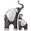 Latest Thai Style Elephant Figurines Mother & Child Elephant Fengshui Resin Sculptures for Home Decor Ornament (Set of 2,)