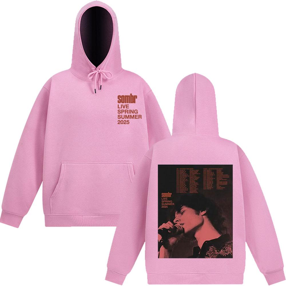 Толстовка Sombr Merch LIVE 2025 Tour Мужская Женская С Длинным Рукавом Хип-хоп Пуловер Осень и Зима Харадзюку Винтажная Свитшот Подарок для Фанатов