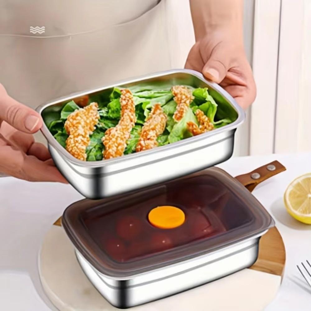 Stainless Steel Camping Lunch Box Leak-proof Refrigerator Freezer Storage Box  Kitchen Accessories