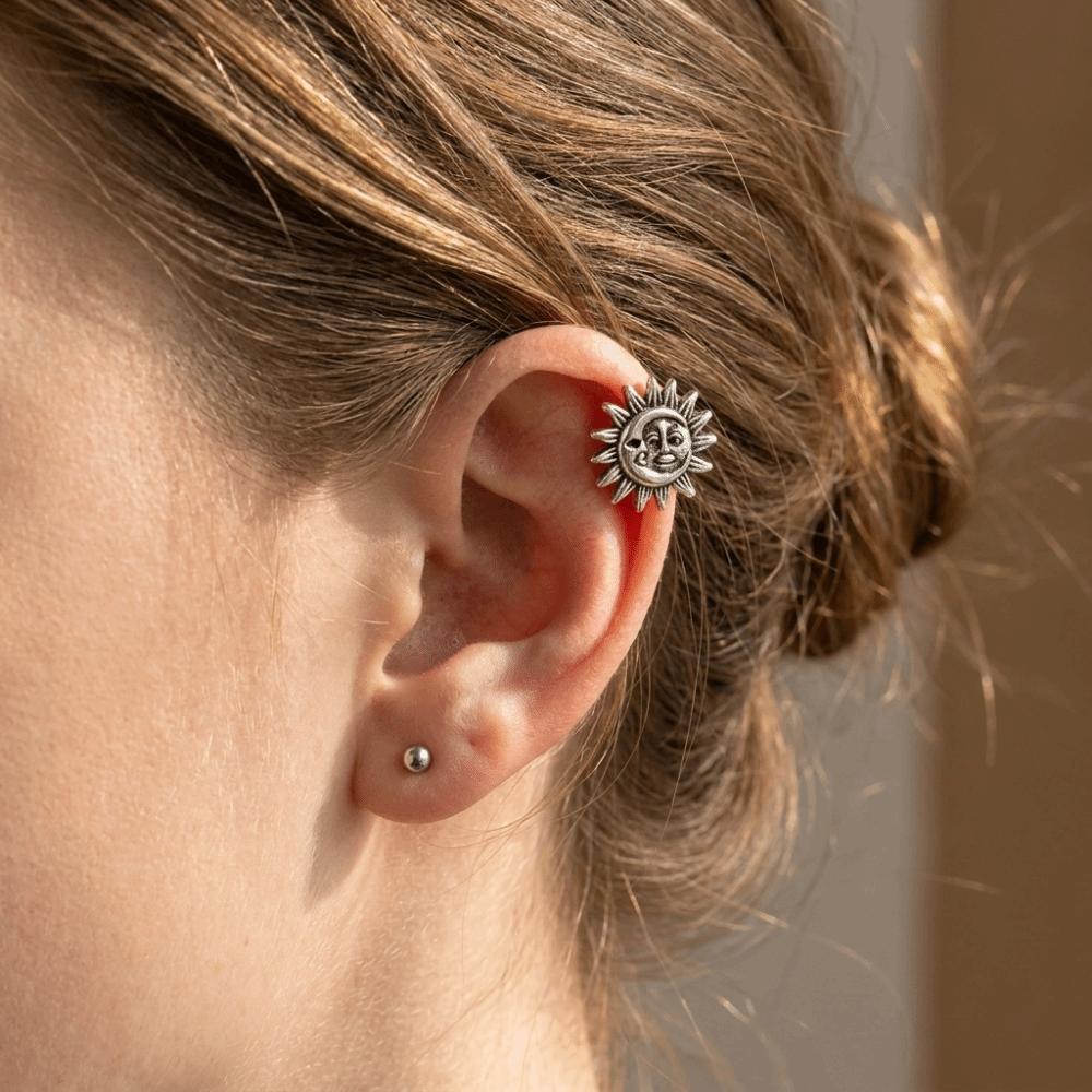 Flower C Shape Ear Cuff Silver Starfish Shell Ring Clip Hip Hop No Piercing Earrings Daily
