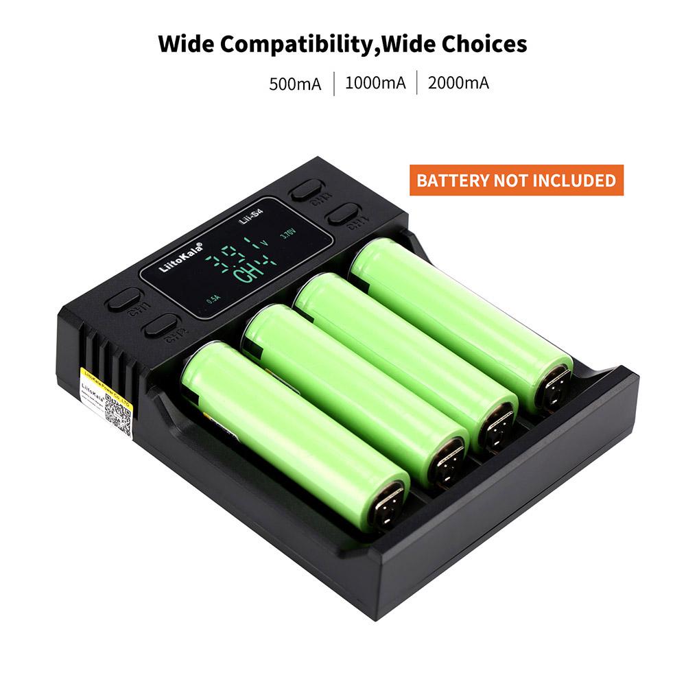 Liitokala LII-S4 Зарядное устройство с ЖК-дисплеем, 4 слота для 18650 26650 21700 18350 литиевых NiMH аккумуляторов AA AA