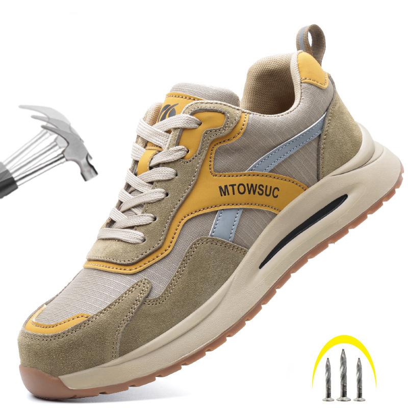 Oulylan Men's Safety Work Boots Steel Toe Anti-Puncture Breathable Summer Anti-Slip Lightweight Comfortable Labor Protection Sho