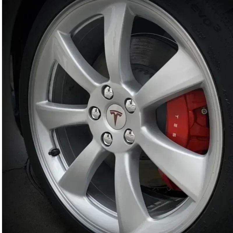 4pcs 56mm Car Wheel Center Hub Decorative Caps for Tesla Model 3 Y S X Badge Wheel Lug Nut Protective Cover