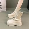 Fashion 2026Chunky Elastic Slim Woman Ankle Boots Fashion Platform Flats Shoes Female Cosy Soft Leather Mordern Short Booties