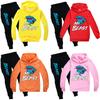 Kids Cartoon Cotton Hoodie And Joggers Set For Active Play And Casual Wear