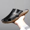 Мужские нескользящие тапочки для улицы, новые легкие кожаные сандалии, летняя мужская обувь, дышащие мужские тапочки в стиле ретро в римском стиле, обувь для ходьбы