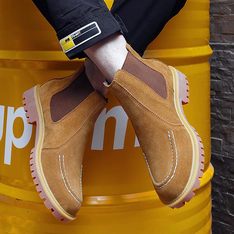 Осенне-зимние мужские ботинки челси из матовой кожи на толстой подошве, британский повседневный бренд, джинсовые ботинки, размеры 37-47