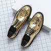 Casual Shoes for Men Shoes Big Size Fashion Gold Silver Loafers Men Luxury Casual Brogue Club Wedding Party Block Leather Shoes