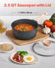 2.5 QT Saucepan, Nonstick Saucepan with Tempered Glass Lid, Multipurpose Cooking Sauce Pot with Detachable Handle, Sauce Pan Small Kitchen Cooking Pot
