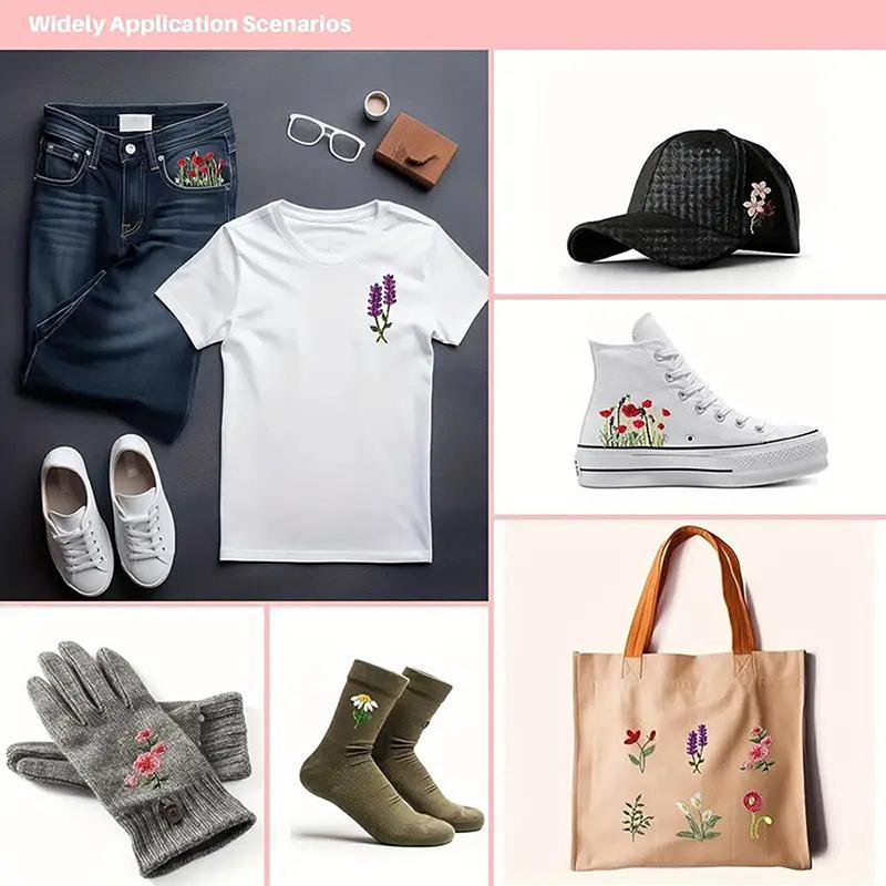 Водорастворимый стабилизатор для вышивки, Приклей и вышей, Вышивальная бумага, Смываемый, Цветочные узоры с ромашками и бабочками