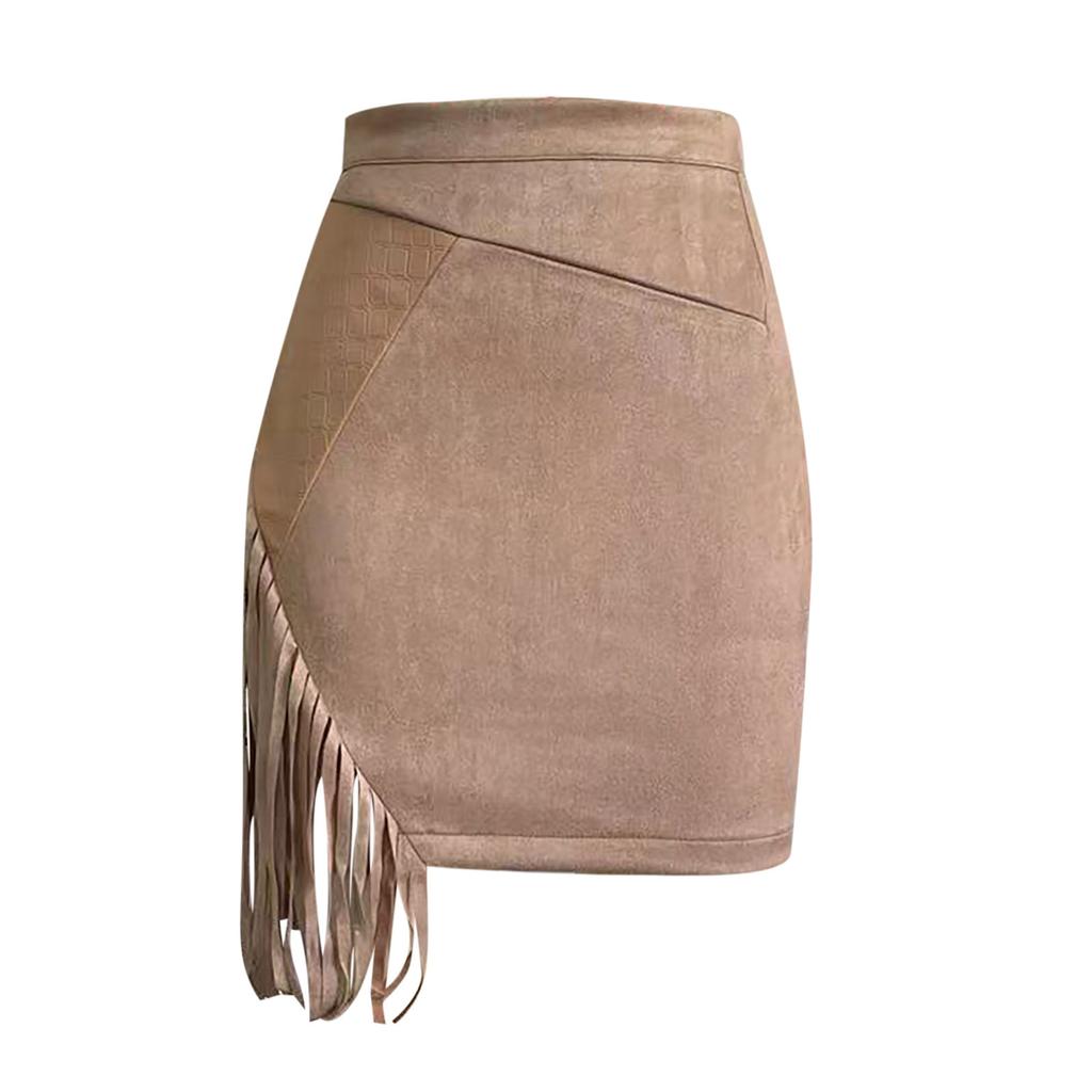 Модная женская сексуальная однотонная мини-юбка трапециевидной формы с кисточками и нерегулярными ягодицами