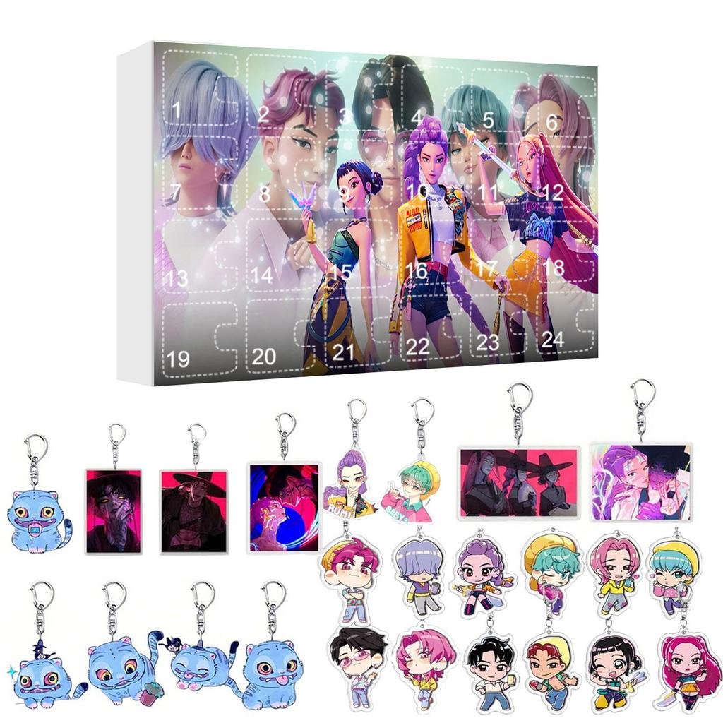 Kpop Охотники на демонов Руми Мира Зои Фигурка Саджа Мальчики Рождественский календарь обратного отсчета Модный брелок-сюрприз Акриловая подвеска Подарок