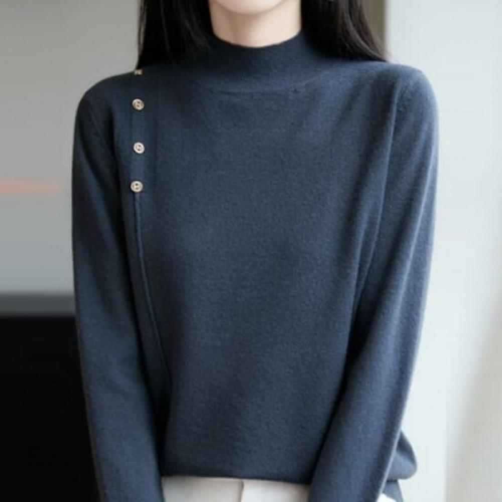 Navava Soft Daily Mock Neck Long Sleeve Knit Top Nk3202