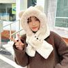 Warm Bear Ear Hat Cartoon Winter Neckerchief Soft 2 in 1 Plush Scarf  Girl