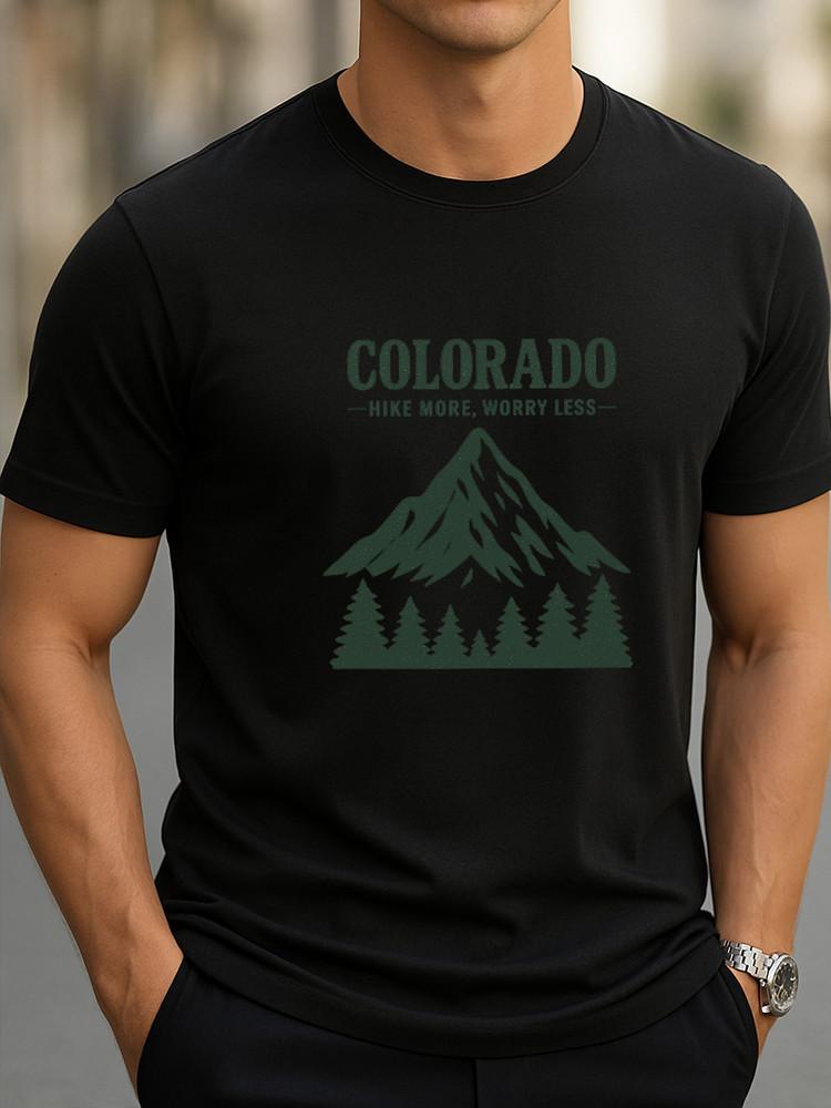 Графическая футболка Colorado Hike More Worry Less Футболка Поход Больше Беспокойство Меньше Повседневная Футболка для Активного Отдыха Унисекс Унисекс Футболка