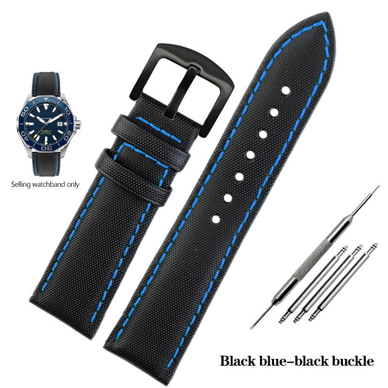 20 22 24mm Fiber Nylon Leather Watchband For TAG Heuer F1 Racing Car Diving Strap Rossini 519955 Mido Canvas Watch Band Bracelet