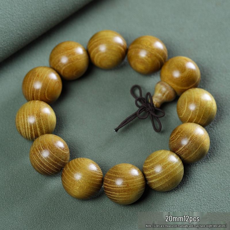 Golden Sandalwood Buddhist Beads Bracelet: Men's & Women's 108 Beads Rosary for Cultural and Spiritual Play.