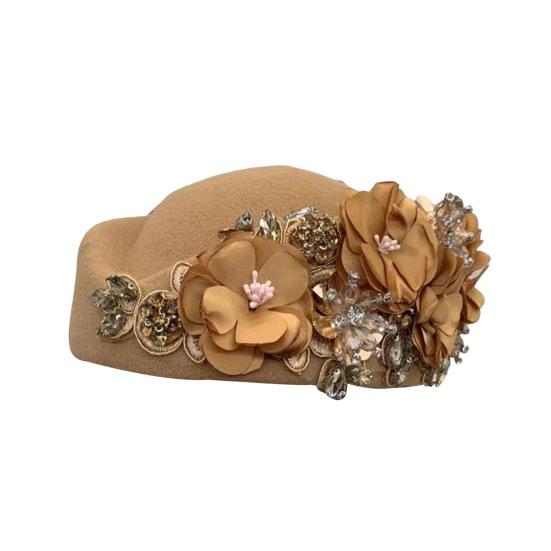 Tea Party Hat for Women Girls Fabric Flower Fascinators Hat Vintage Cocktail Party Pillbox Hat Role Play Bowler Party Accessory
