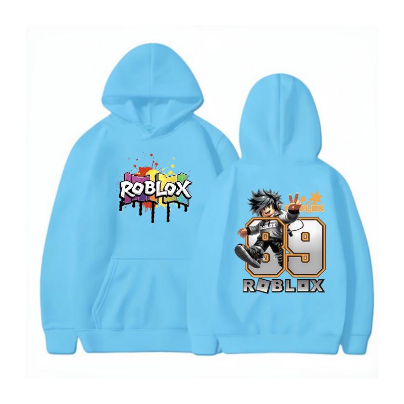 Детская толстовка с капюшоном Roblox с мультяшным принтом - Осенне-зимний стиль, Свободный повседневный пуловер для мальчиков и девочек