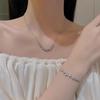 Elegant White Stone Bow Necklace & Bracelet for Women - Versatile, High-End Jewelry with Niche Charm