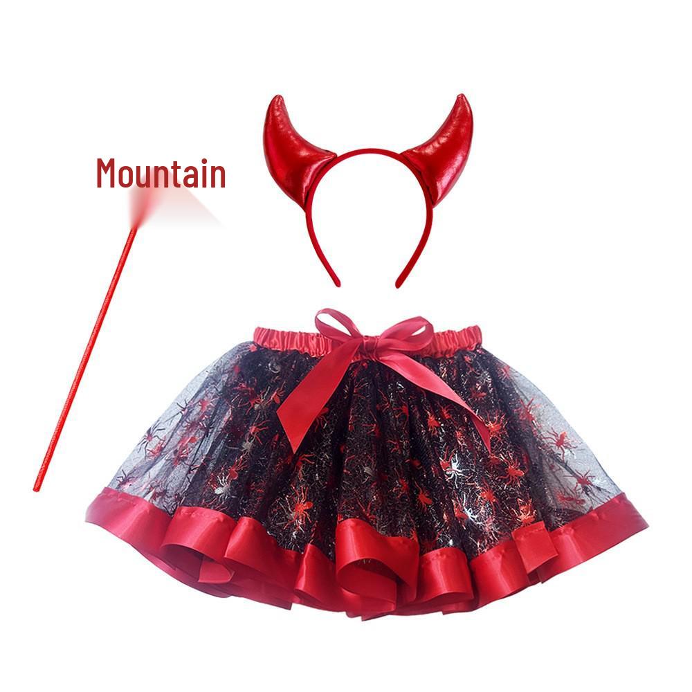 Girls' Halloween Tutu, Witch Hat & Broomstick Fluffy Skirt Set