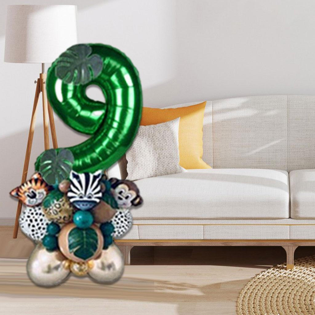 28 штук шаров с животными джунглей, декор с листьями, тематические, милые, зеленые, алюминиевые, латексные шары для