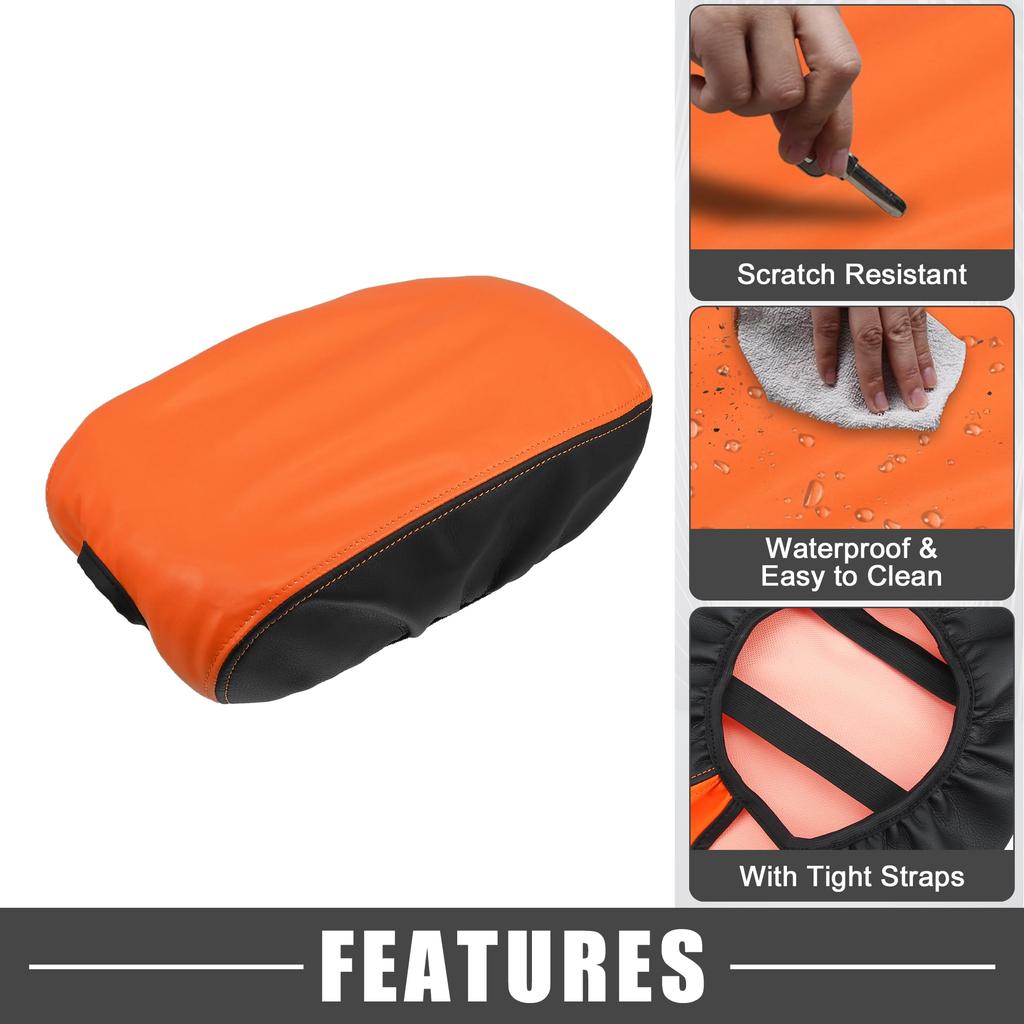 ABSOPRO Car Center Console Pad, Waterproof Armrest Seat Box Cover Protector for Dodge Charger 2015-2022, Black Orange