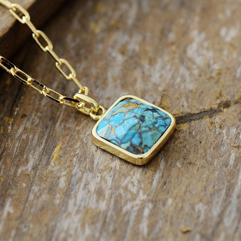 New turquoise-plated 18K gold chain pendant necklace high-quality European and American jewelry