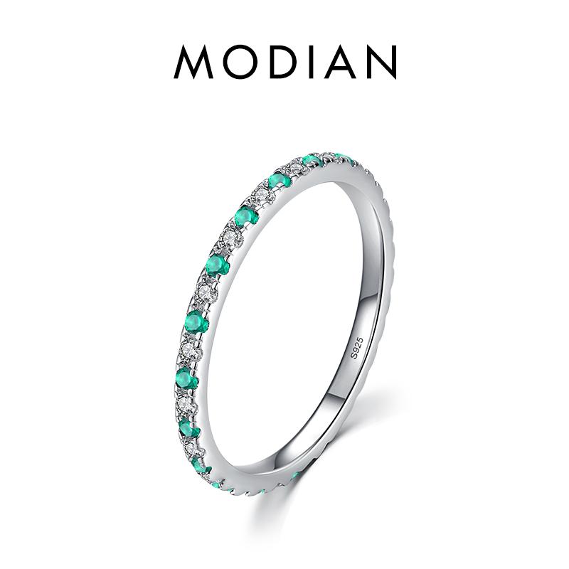 MODIAN Радужные кольца на палец с CZ для женщин, штабелируемые 4 цвета, обручальное кольцо из стерлингового серебра 925 пробы, ювелирные изделия