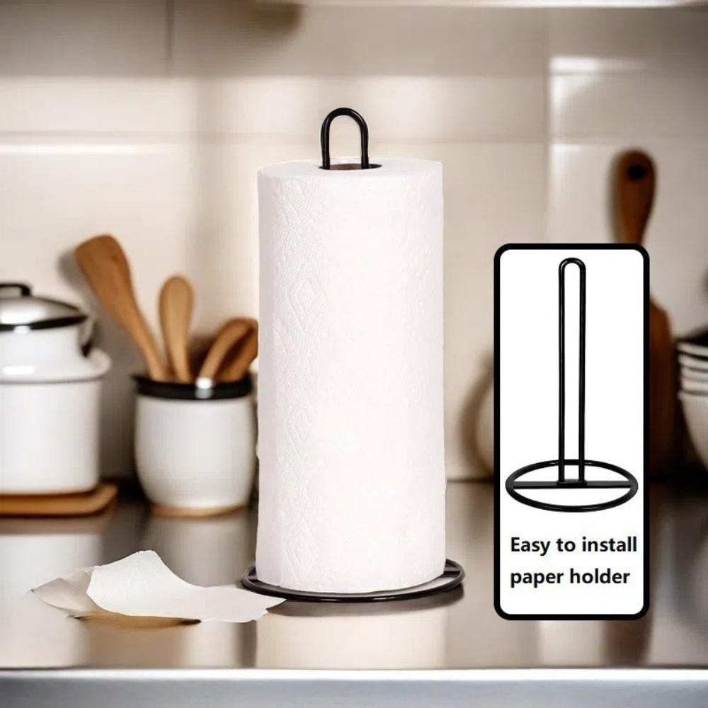 Standing Design Paper Dispenser Matte Black Countertop Stand New Paper Towel Holder Desktop Use
