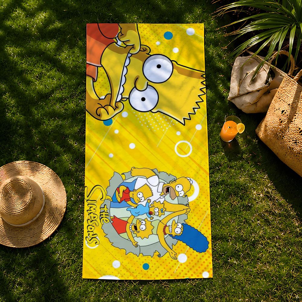Мультяшное полотенце The S-Simpsons, пляжное полотенце, быстросохнущее впитывающее банное полотенце для плавания, спортзала, кемпинга, отдыха на природе